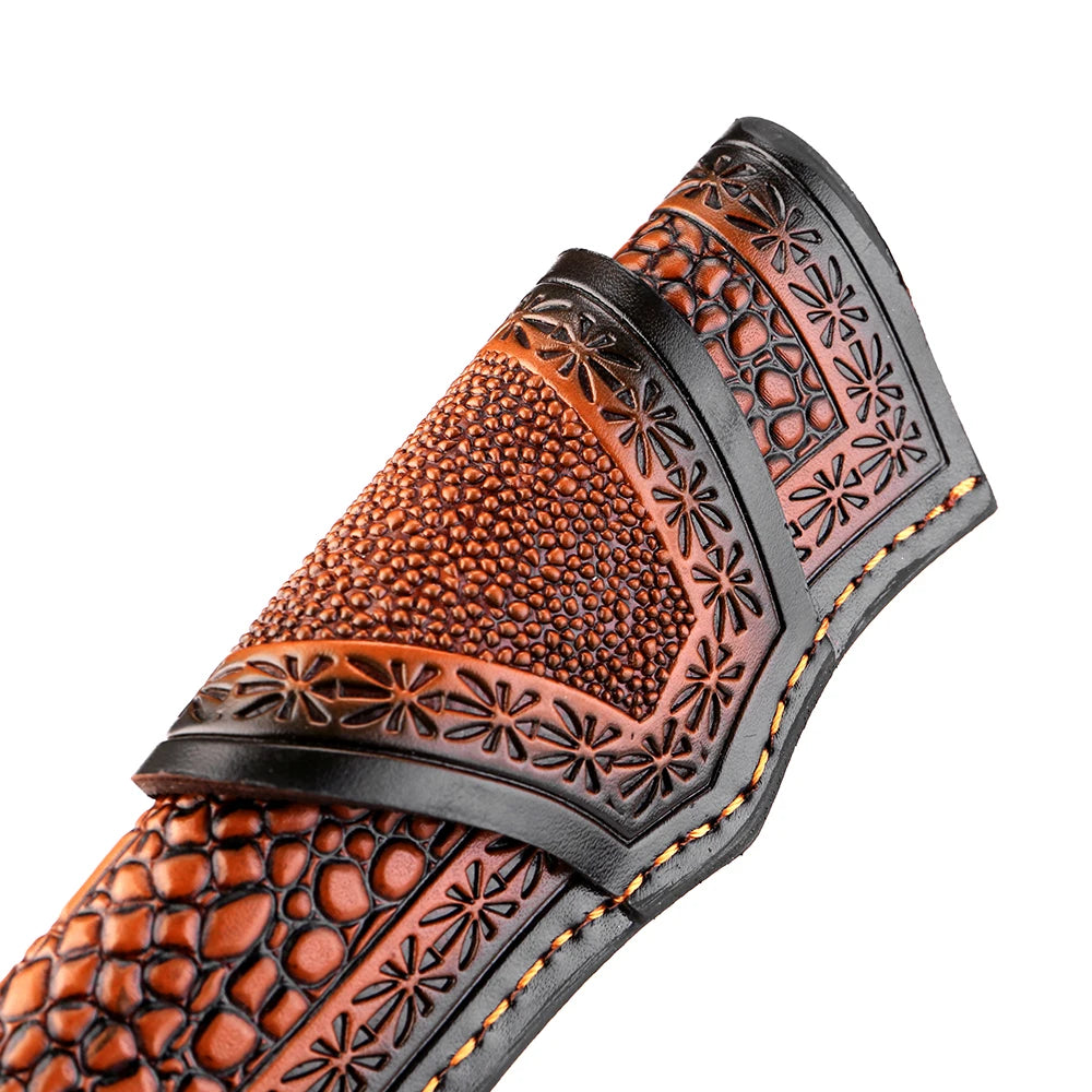 Luxury Brown Leather Knife Sheath – Fixed Blade Scabbard Leather Knife Sheath Qst