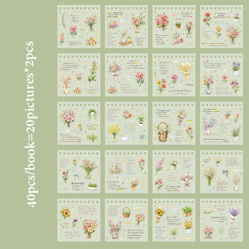 Vintage Pre-Cut Food & Floral Sticker Book – Junk Journal Decorative Sticker Book Qme B