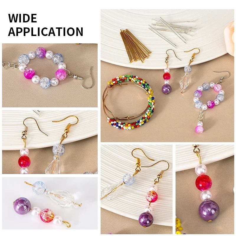 100-Pack Flat Head Pins for DIY Jewelry Making – Multi-Color Jewelry Headpins Qme