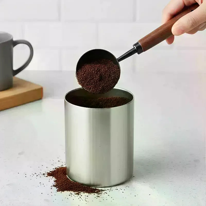 Walnut Wood & Stainless Steel Coffee Scoop Tablespoon Coffee Measuring Scoop Qme