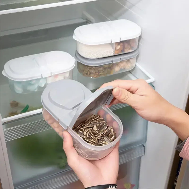 Double-Compartment Airtight Food Storage Container & Flip Lid Food Storage Container Qme
