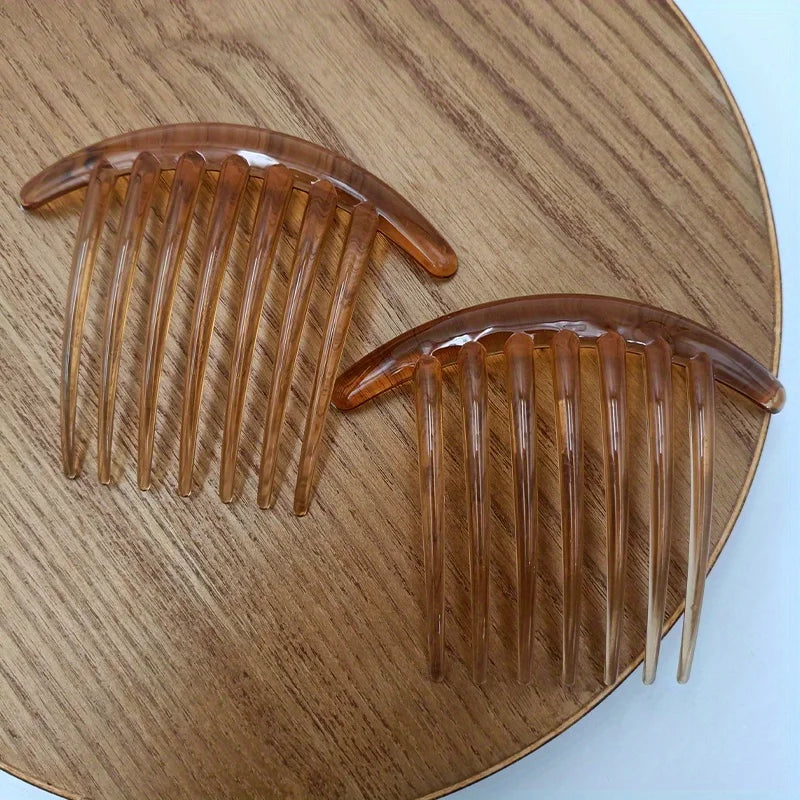 Seven-Tooth Comb Brush for All Hairstyles – Durable Plastic Hair Comb Brush Qme Light Coffee 2 Packs