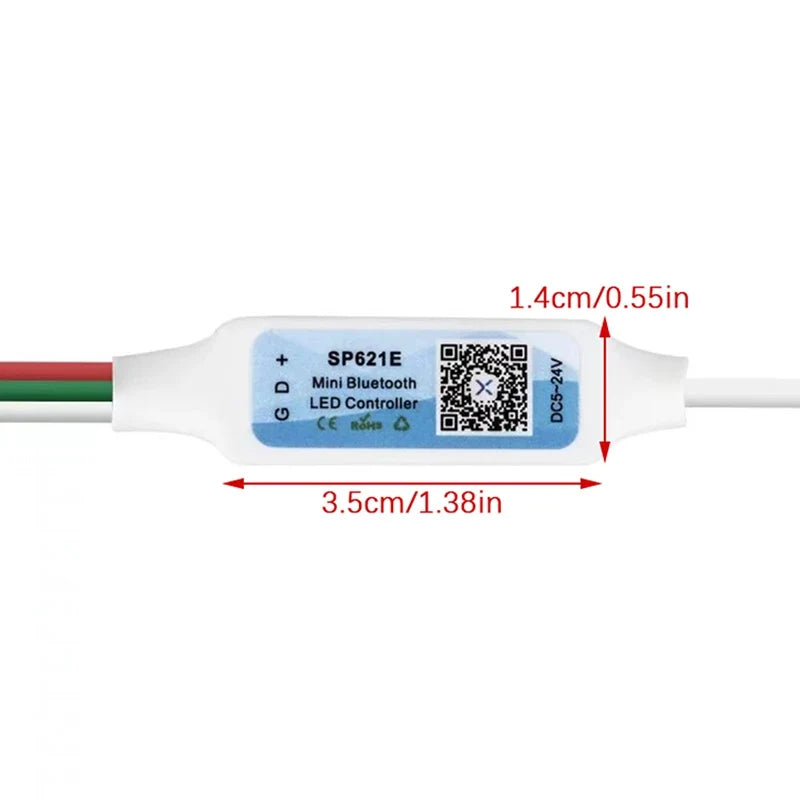 SP621E Mini Bluetooth RGB Controller – WS2811 WS2812 WS2813 LED Strip Controller Qme White 1pc