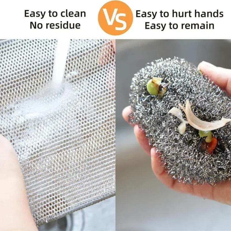 Double-Sided Metal Wire Kitchen Scrubber Dishcloth | 2 Colors Kitchen Scrubber Dishcloth Qme