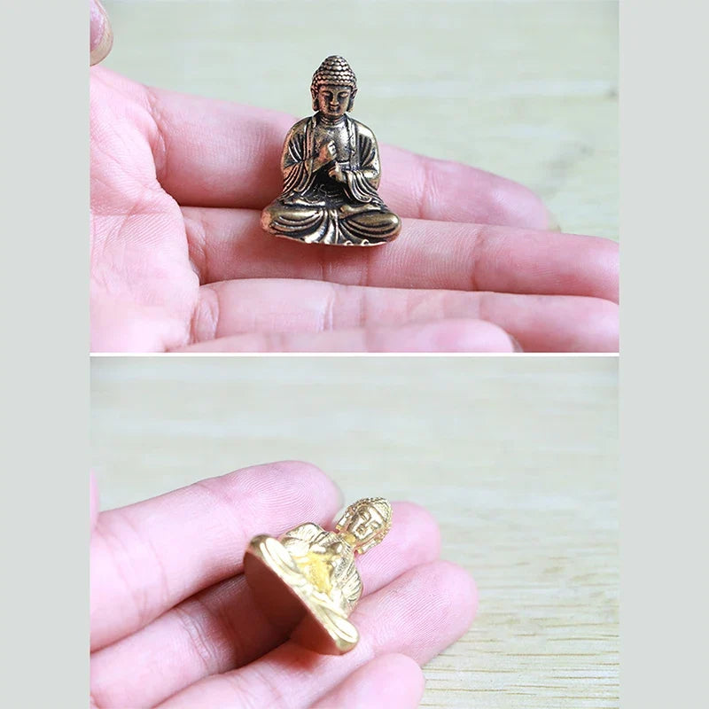 Pure Brass Shakyamuni Buddha Miniature Figurine | Home Decor Buddha Figurine Qme