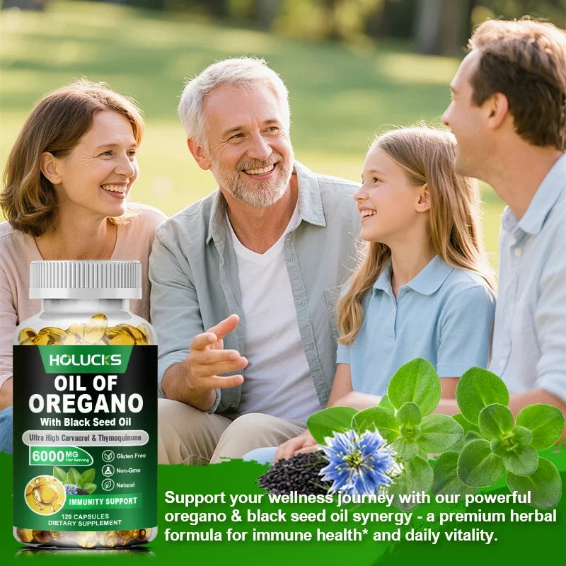 HOLUCKS Oregano Oil Softgels with Black Seed Oil – 60/120ct Herbal Softgel Supplement Qst