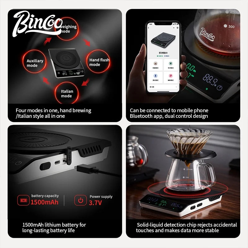 BINCOO Digital Coffee Scale with Timer – Barista Precision Coffee Scale Qst