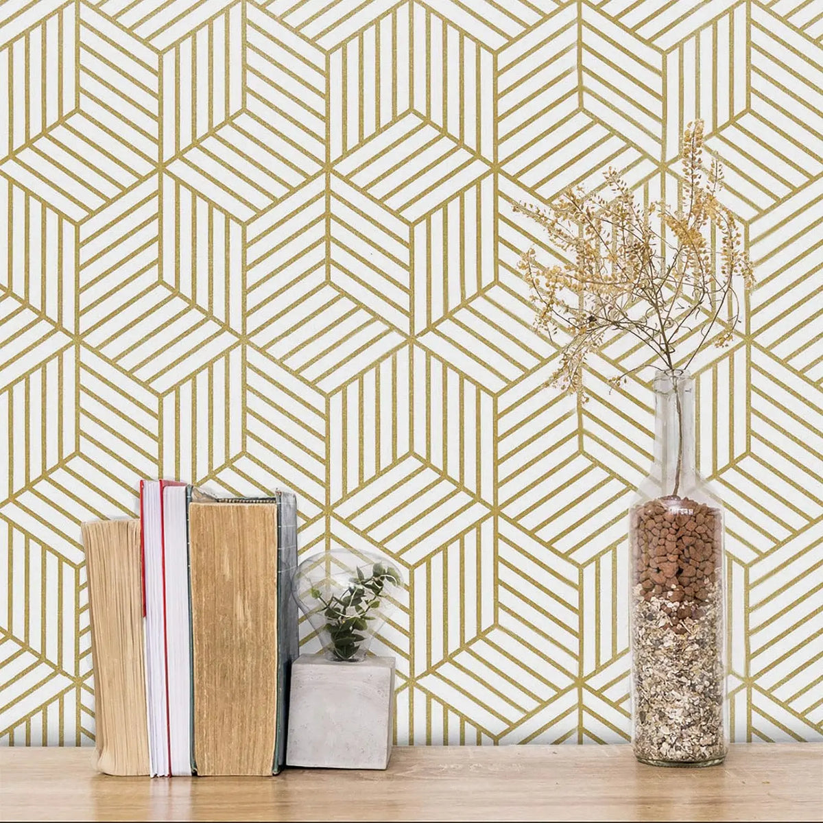 Geometric Hexagon Peel & Stick Wallpaper – Removable Vinyl Peel & Stick Wallpaper Qme