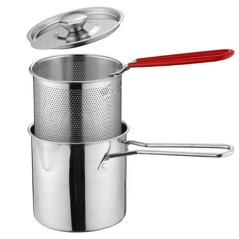 Stainless Steel Deep Fryer Pot with Oil Filter Basket Deep Fryer Pot Qme 02