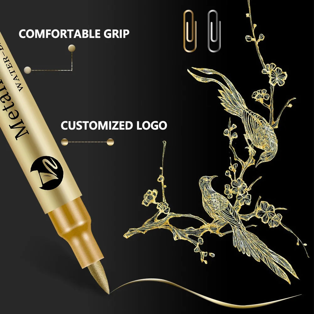 Gold & Silver Metallic Marker Pens – Waterproof Permanent Paint Metallic Paint Markers Qme