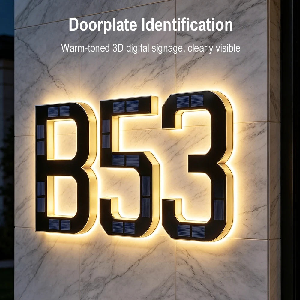 Solar LED House Number Light – Auto Sensor, Waterproof, 17CM Solar Address Light Qst
