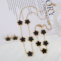 Stainless Steel Five Leaf Clover Flower Gold Bracelet Fashion Bracelet Qme Jewelry Set 1