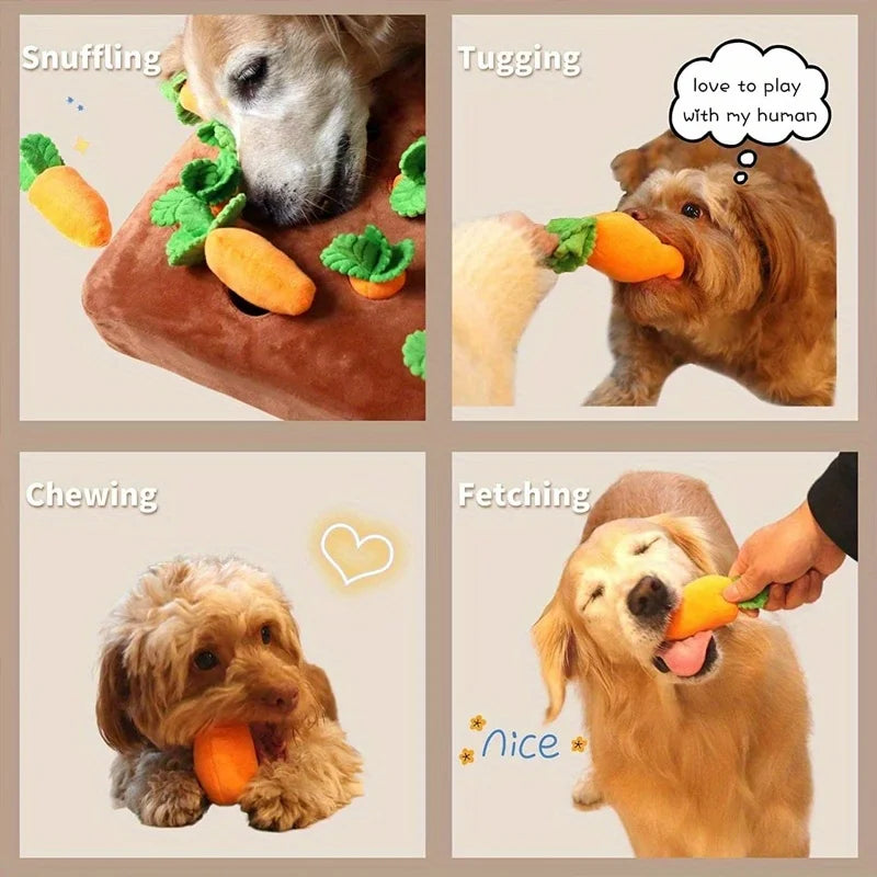 Interactive Dog Snuffle Mat – Carrot Plush Nose Work Puzzle Toy Dog Puzzle Toy Qme