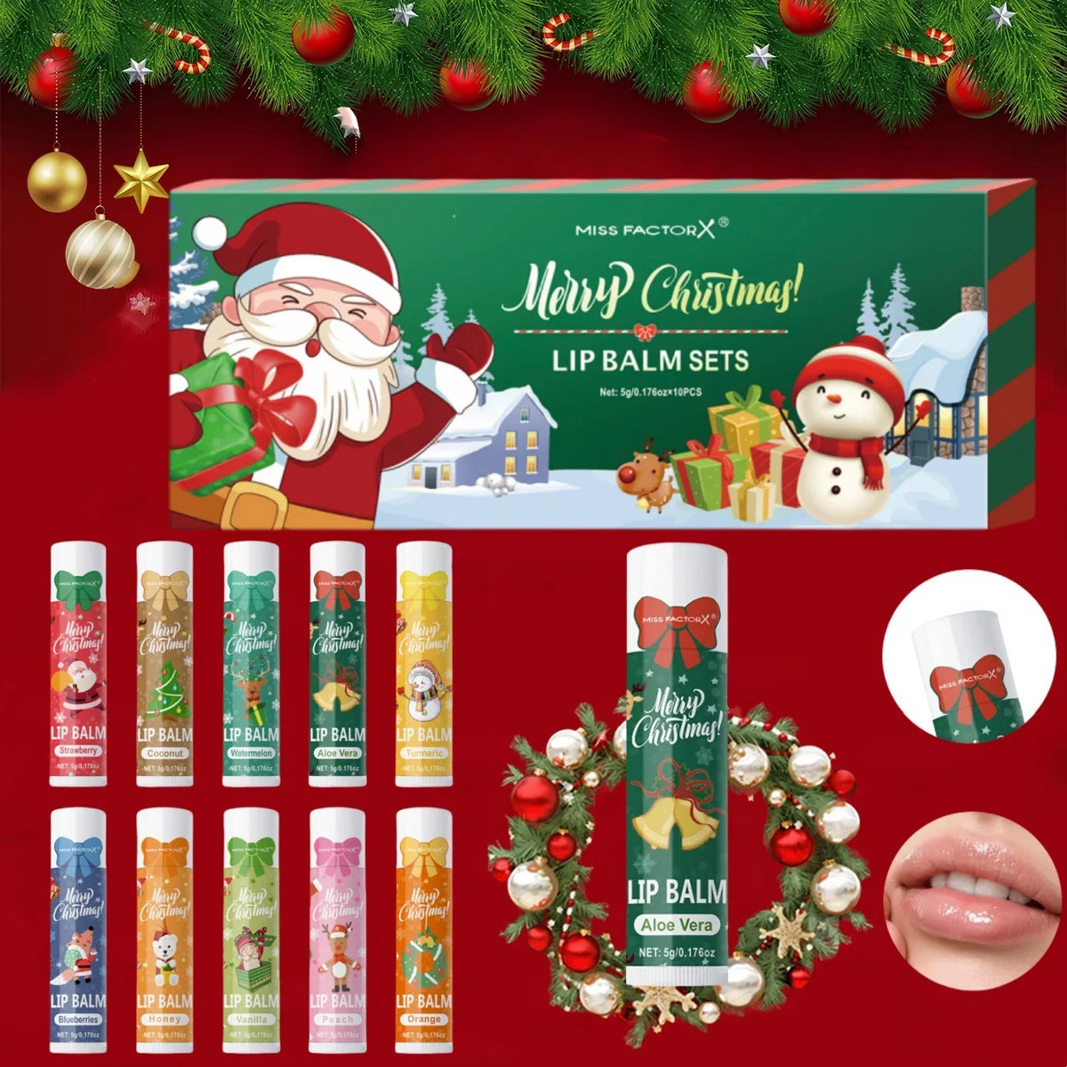 Christmas Lip Balm Gift Box Set – Hydrating & Brightening Lip Balm Gift Set Qme