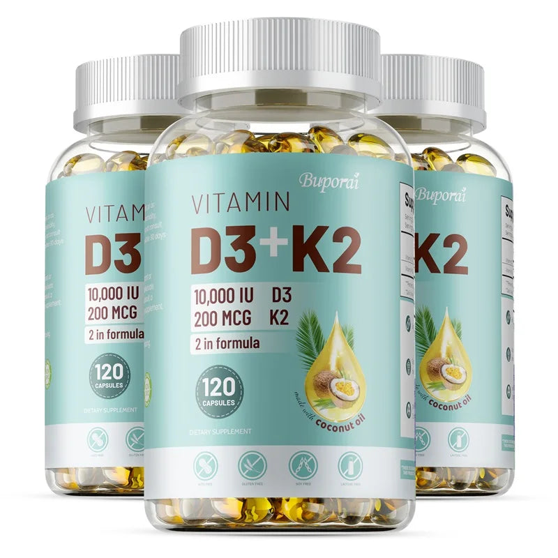 Vitamin D3 & K2 Supplement – Bone, Heart & Immune Support Vitamin Supplement Qst 120 Capsule-3bottles