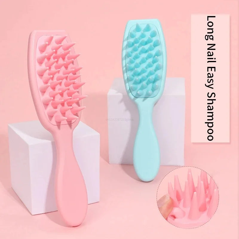 Silicone Scalp Massage Shampoo Brush with Long Handle Scalp Massage Brush Qme