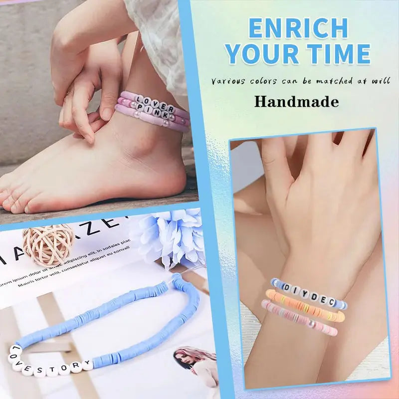 3860pcs Flat Clay Beads Bracelet Making Kit | DIY Friendship Bracelet Making Kit Qme