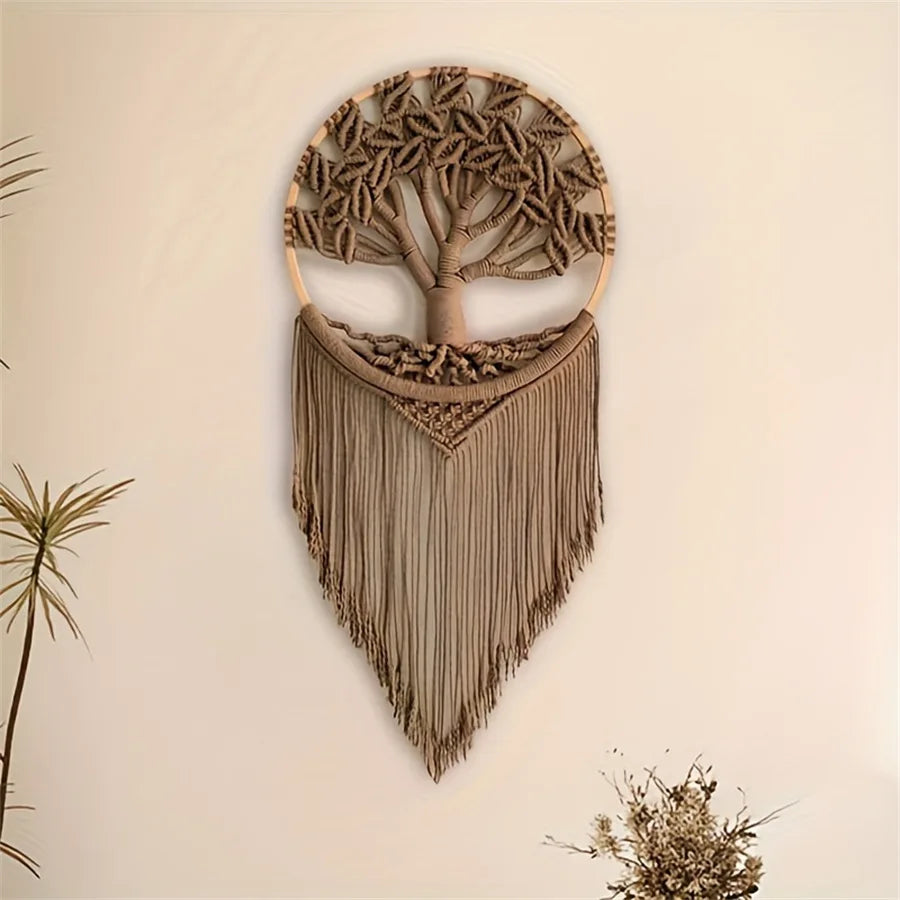 Nordic Cotton Tree of Life Woven Wall Hanging Tapestry Woven Wall Tapestry Qst