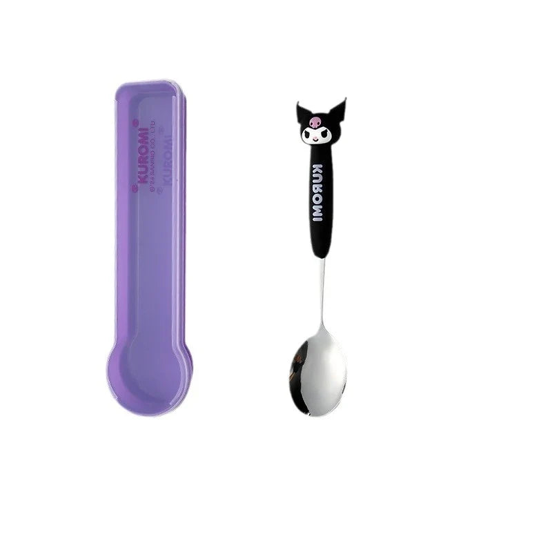 Hello Kitty Kuromi Spoon & Chopsticks Portable Cutlery Set Portable Cutlery Set Qme
