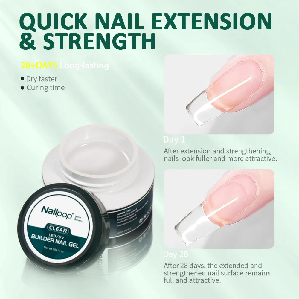 Nailpop Builder Gel Kit – Pink, Nude & Clear 3-Color Set Builder Gel Kit Qme