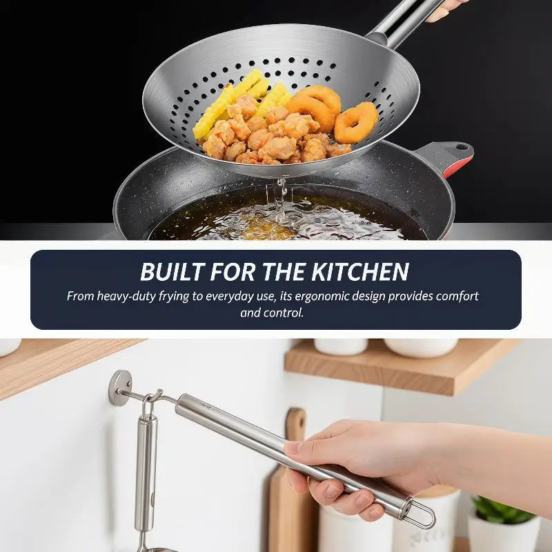 Stainless Steel Colander with Handle – Multifunction Kitchen Strainer Kitchen Colander Strainer Qme