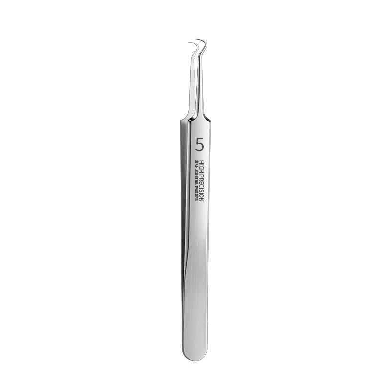 Precision Stainless Steel Blackhead & Pore Cleansing Tweezers Facial Skincare Tool Qme bend clip