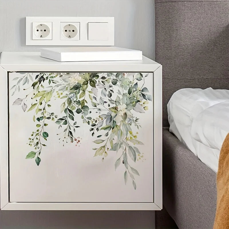 Fresh Plant Flower Leaf Wall Sticker | Bathroom Decor Wall Sticker Decal Qme