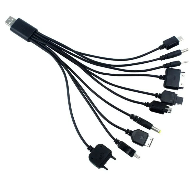 USB 10-in-1 Multi-Head Charging Cable for Mobile Phones Multi-Head USB Cable Qme