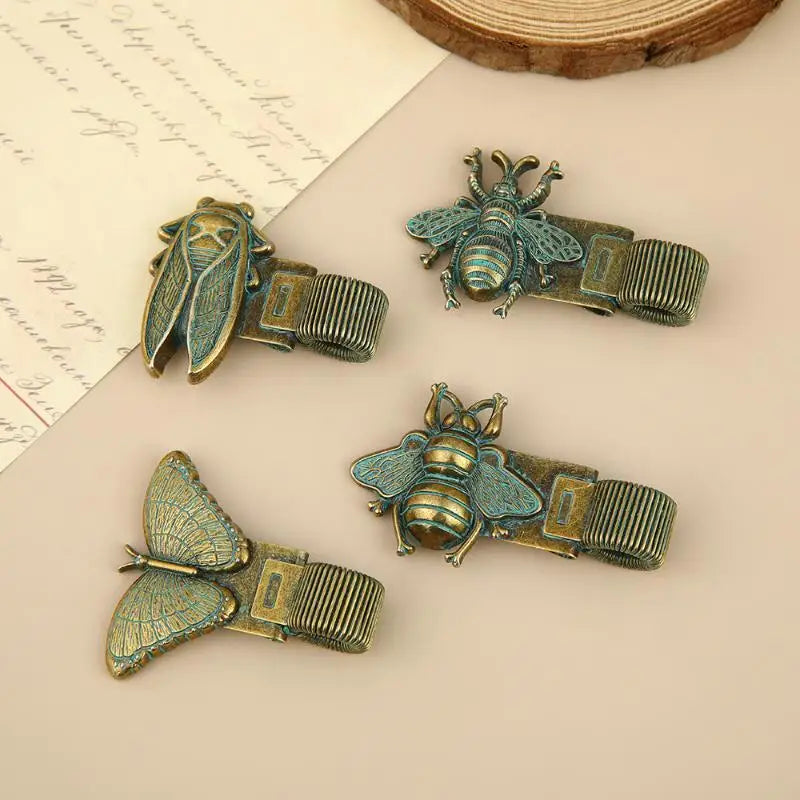 Vintage Insect Metal Pen Clip Spring Loaded Notebook Holder Metal Pen Clip Qme