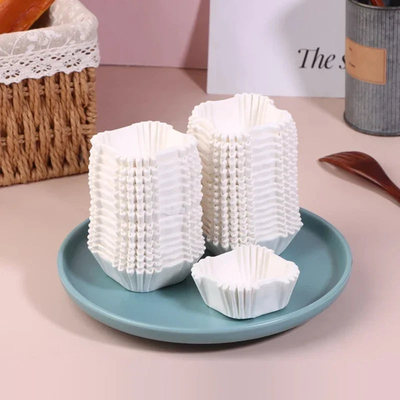 Square Cupcake Liners 1000 Pcs – Oven & Microwave Safe Cupcake Baking Liners Qme White