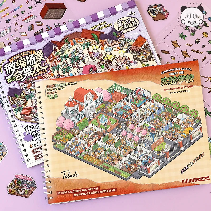 TIANZI Kawaii 3D Miniature Scene Sticker Book | Pocket House Kawaii Sticker Book Qme