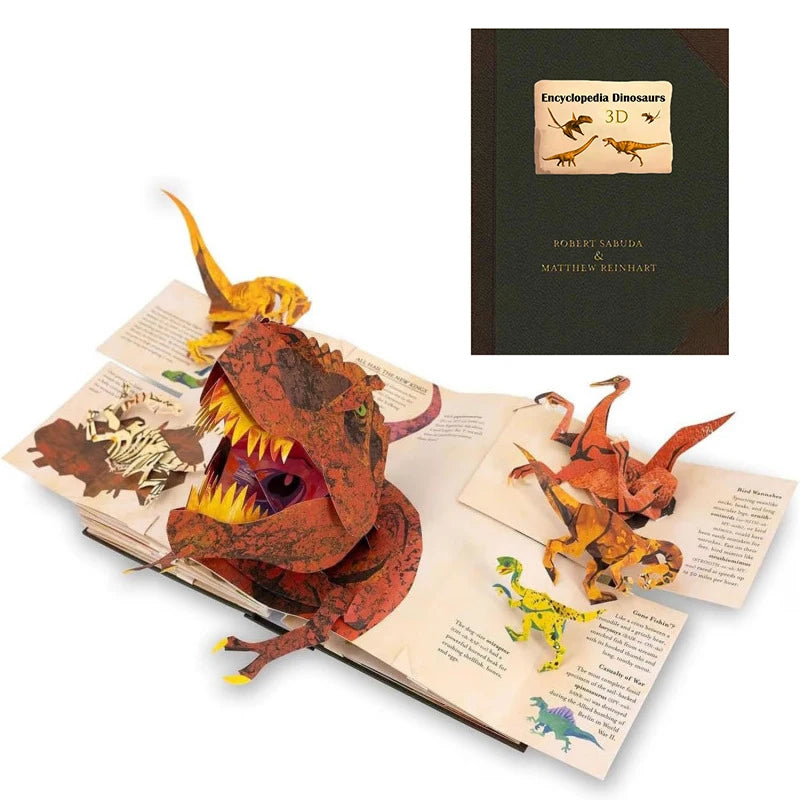 3D Folding Dinosaur Encyclopedia Book – Kids Science Gift Children's Science Book Qst