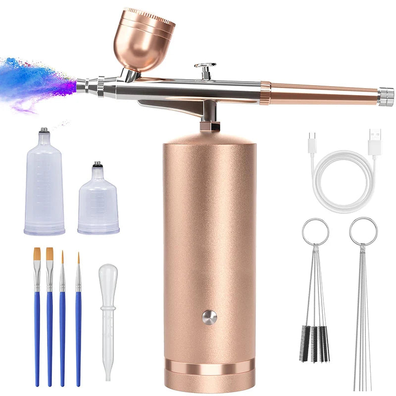 Windaily Cordless Airbrush Kit with Compressor – Nail Art & Craft Airbrush Kit Qst Gold