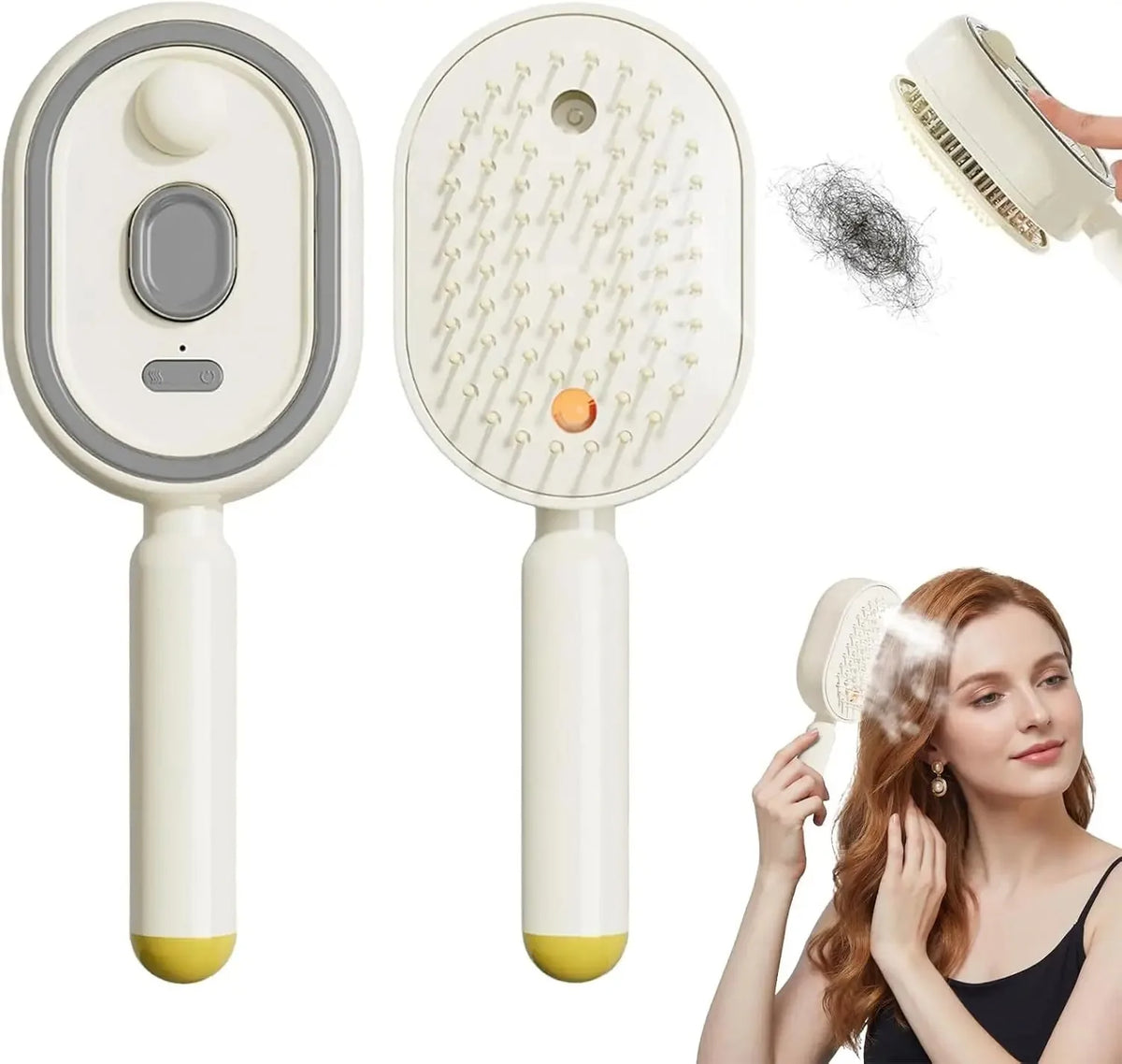 Vilnason Electric Steam Hair Straightener Brush | USB-C Steam Hair Brush Qst Yellow-NO Box