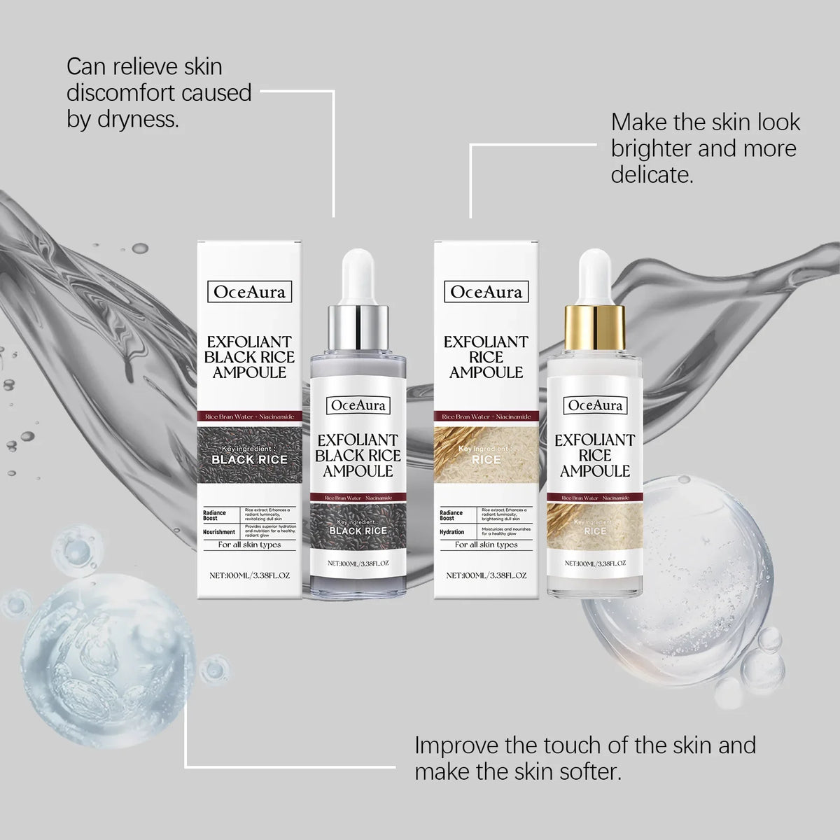 Rice Exfoliating Facial Serum – Pore Cleansing & Brightening Exfoliating Facial Serum Qme