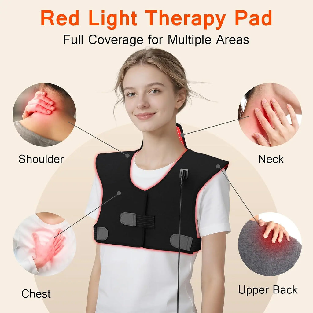 Red Light Therapy Neck & Shoulder Wrap – 165 LEDs 660nm 850nm Red Light Therapy Wrap Qst