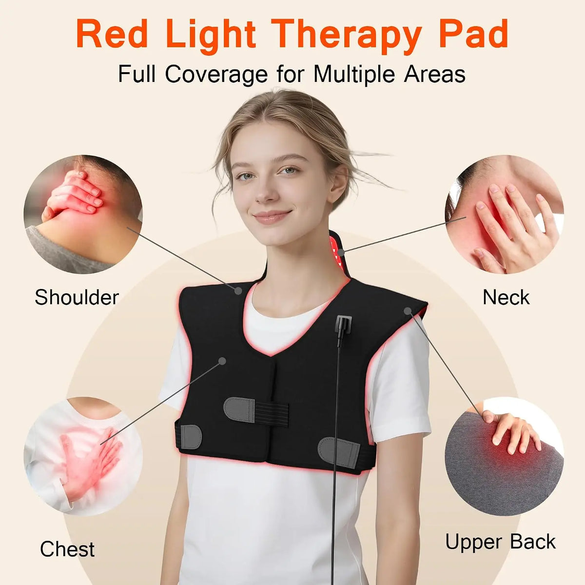 Red Light Therapy Neck & Shoulder Wrap – 165 LEDs 660nm 850nm Red Light Therapy Wrap Qst