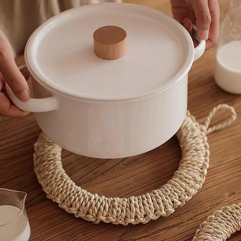 Hemp Rope Braided Pot Holder Trivet & Placemat – 3 Sizes Braided Pot Holder Trivet Qst