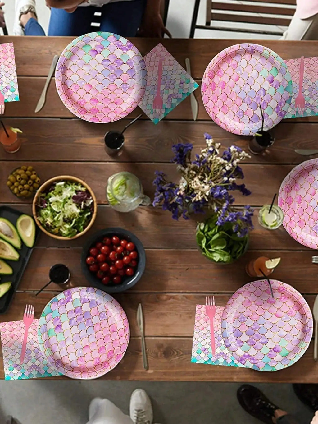 50-Piece Reusable Mermaid Party Cutlery Set | Table Decor Party Cutlery Set Qme