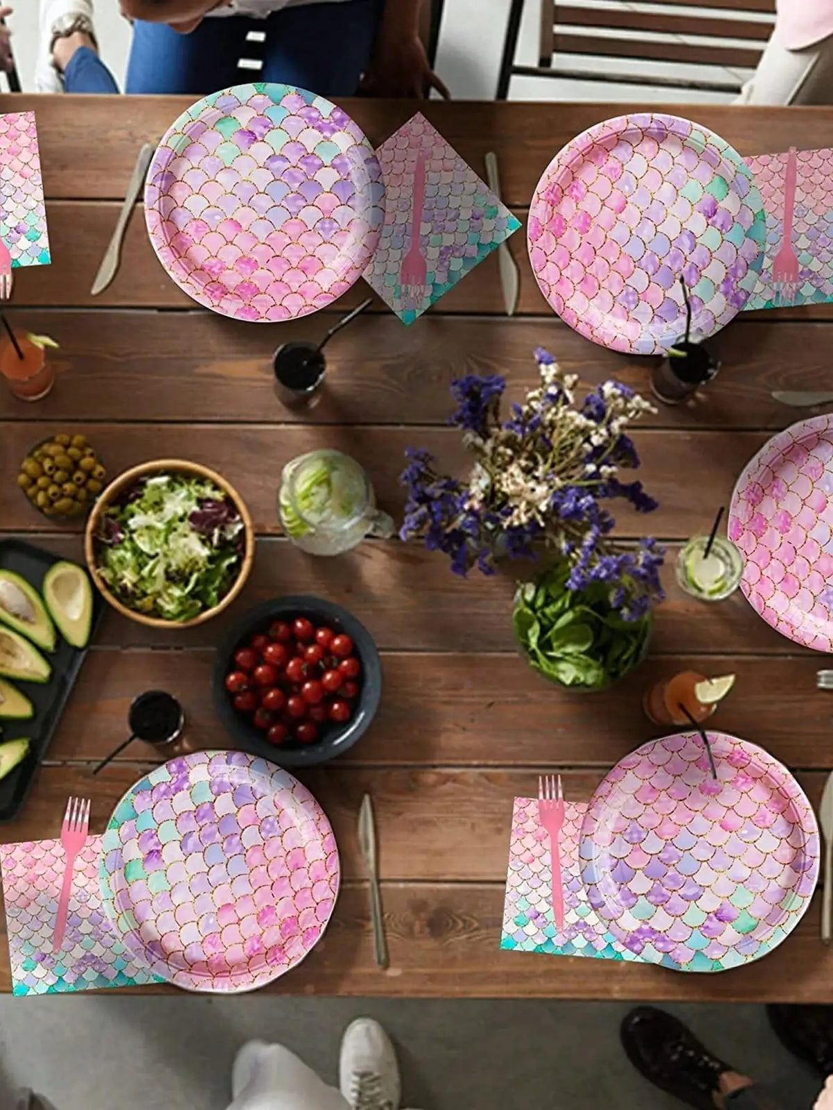 50-Piece Reusable Mermaid Party Cutlery Set | Table Decor Party Cutlery Set Qme