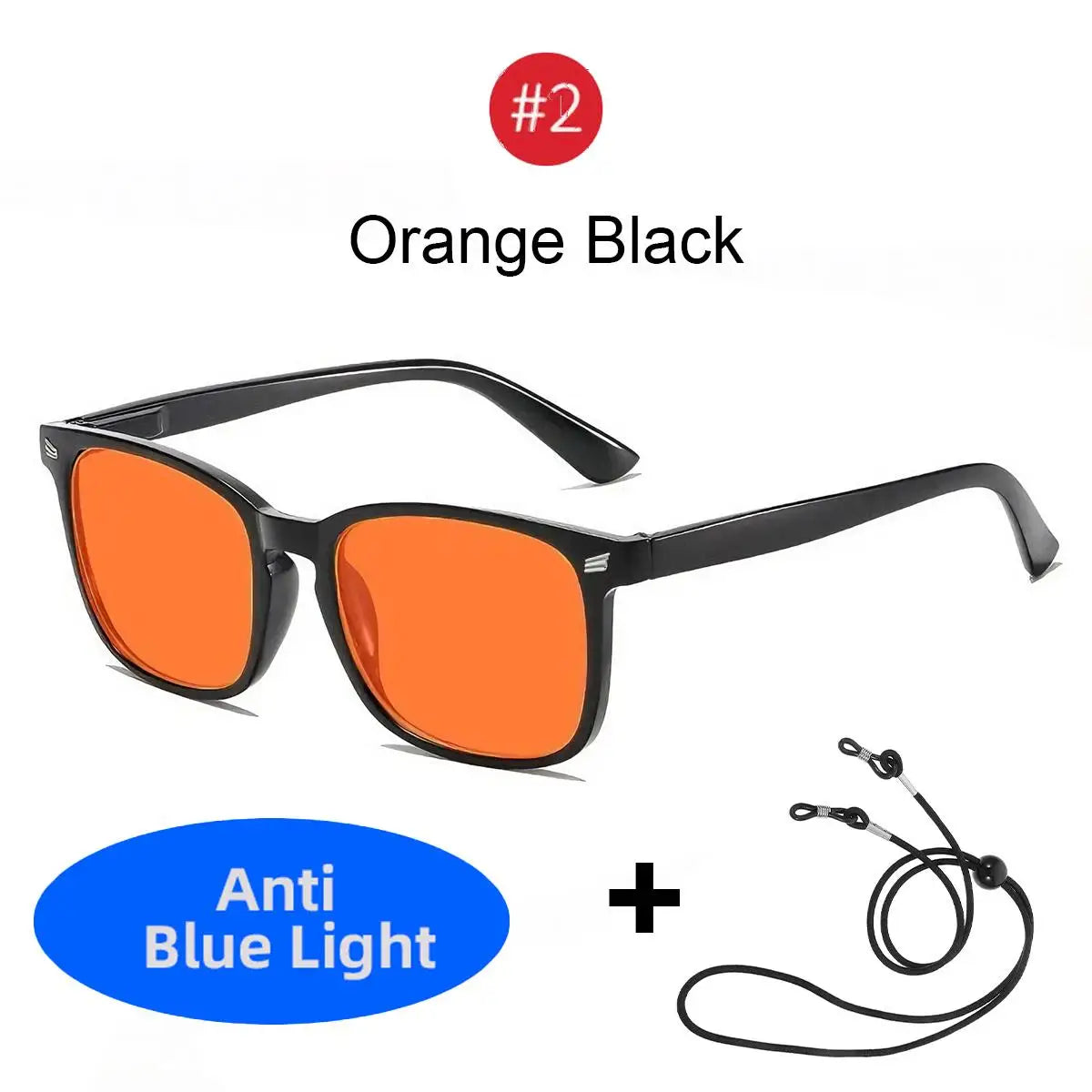 VOPHA S70 Red Lens Blue Light Blocking Glasses – Unisex Square Blue Light Glasses Qst Orange Black
