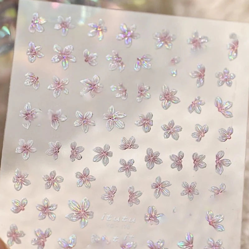 5-Petal Flower Nail Decals – DIY Floral Nail Stickers Nail Art Stickers Qst Pink