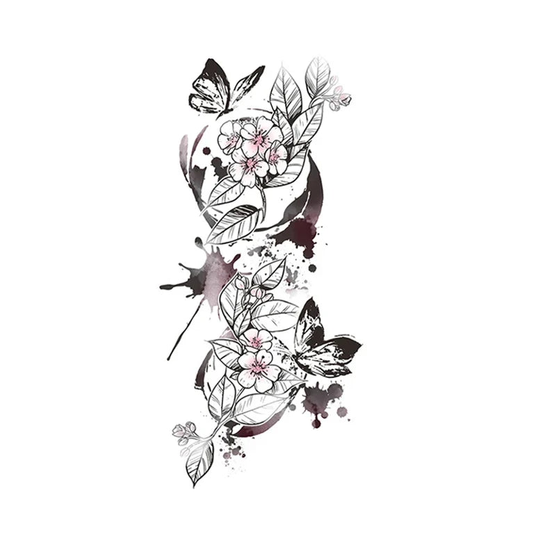 Pink Rose Butterfly Temporary Leg Tattoo Stickers – Colorful Temporary Tattoo Stickers Qme