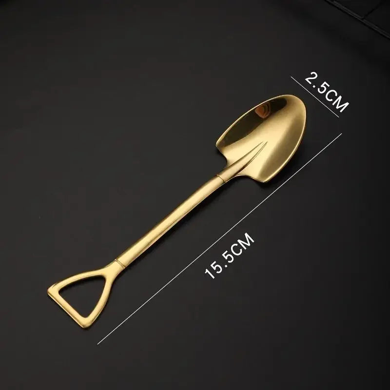 Stainless Steel Ice Cream Dessert Spoon Set – 5 Colors, 4 Pcs Dessert Spoon Set Qme Style A Gold