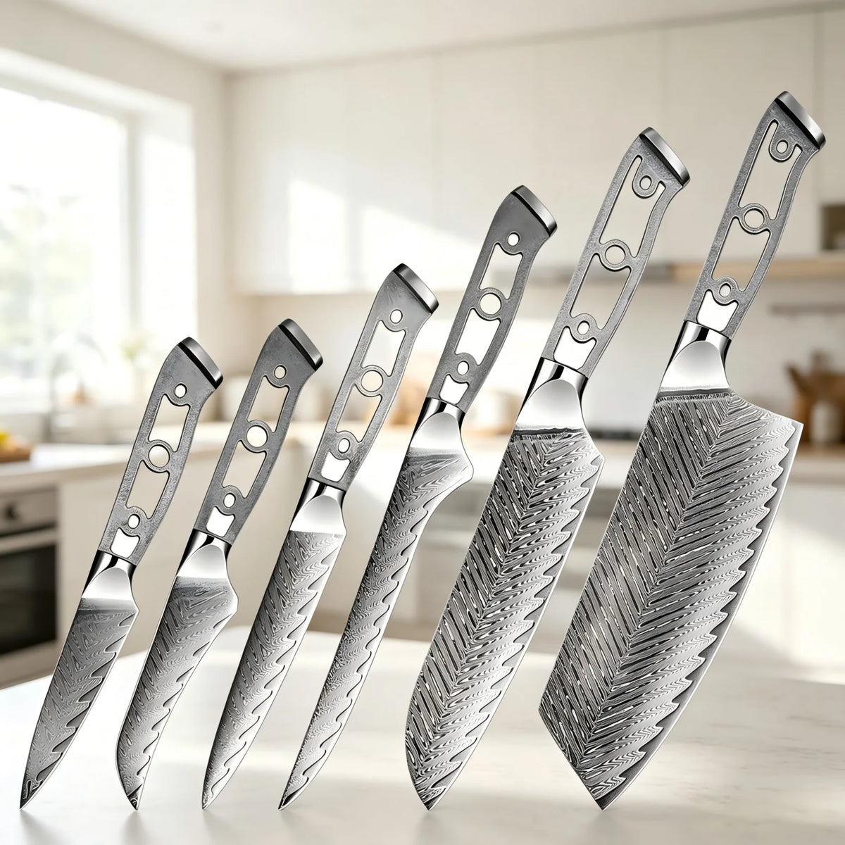 XITUO Damascus Steel DIY Knife Blank Set 1–6 Piece Kit Damascus Knife Blank Set Qst