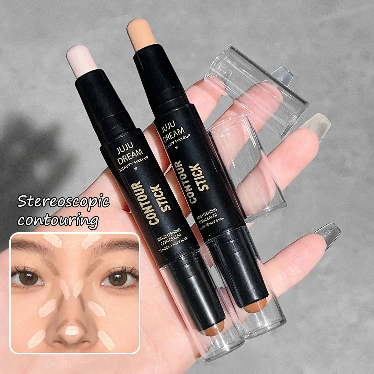 Dual-Ended Contour & Highlighter Stick – Matte Long-Lasting Contour Highlighter Stick Qme