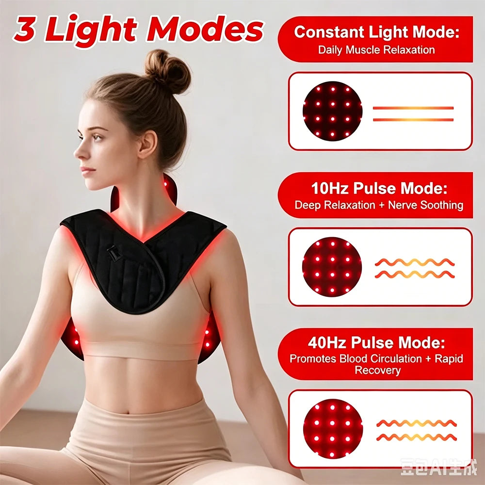 Red & Infrared Light Therapy Pad 660nm 850nm – Neck & Shoulder Light Therapy Pad Qst