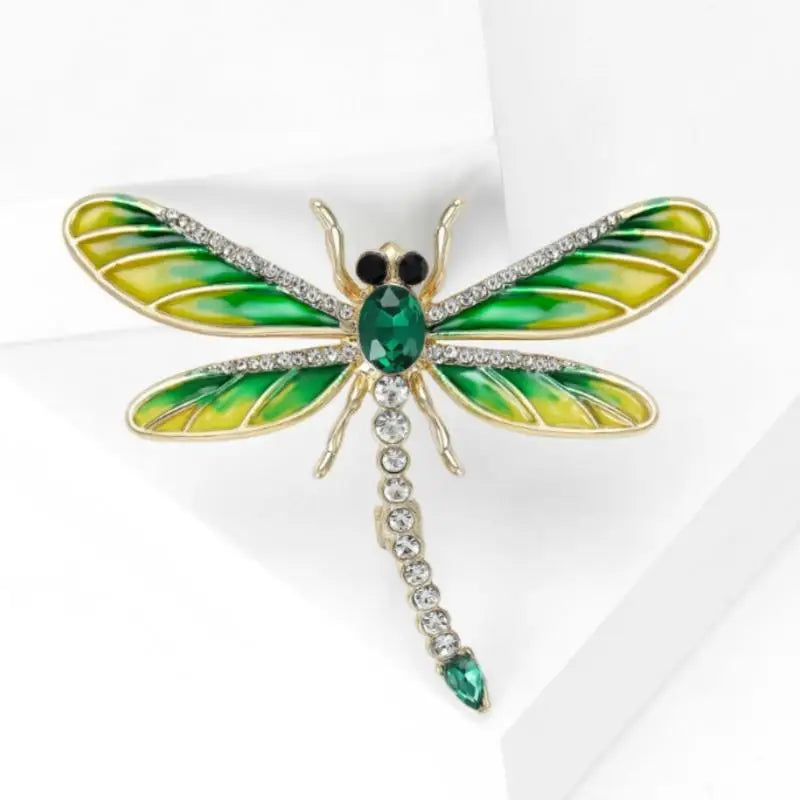 Enamel Dragonfly Brooch – Alloy Rhinestone Lapel Pin Enamel Brooch Pin Qme Green