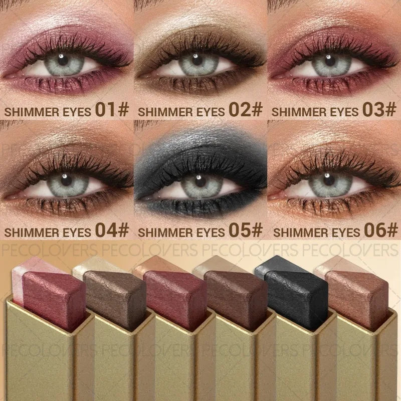 Pearl Shimmer Two-Tone Eyeshadow Stick – Pigmented & Long-Lasting Eyeshadow Stick Qme