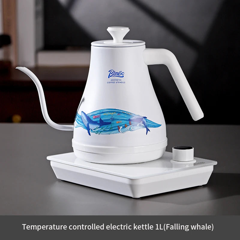 BINCOO 1L Smart Gooseneck Electric Kettle – Temperature Control 220V Gooseneck Electric Kettle Qst whale China Mainland